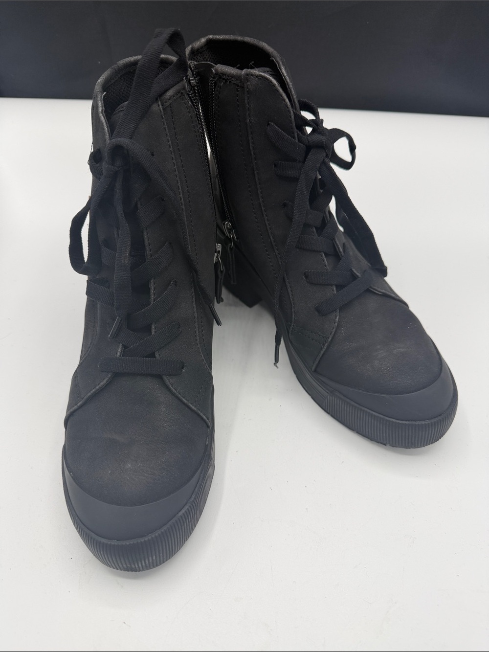 Dr. Scholl's Women's Black High-Top Lace-Up Sneakers with Side Zip